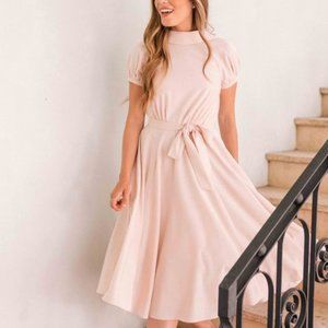 Gal Meets Glam Eleanor Tie Waist Satin Twill Dress